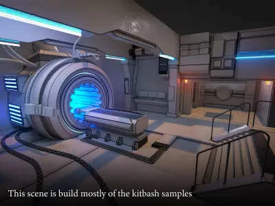 100 Sci-fi Kitbash Pack Interior Building  Spaceship Laboratory Low-poly 3D model