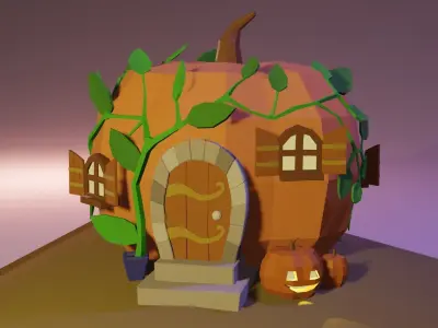 Pumpkin Cottage Low-poly 3D model