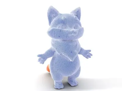 Playful Kitten with Bandana Rigged and Animated Model Low-poly 3D model