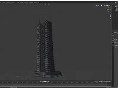 Futuristic sci-fi skyscraper building 3D model