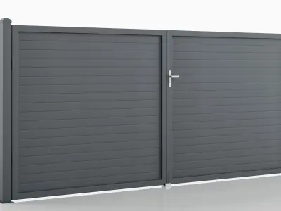 Aluminum Driveway Gate - Model 2 - 10cm  Wall 3D model