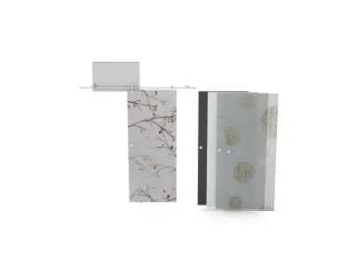 Sliding interior glass door - Full wall section 3D model