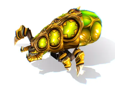 Animated Green Flea Monster Bug 01 Low-poly 3D model