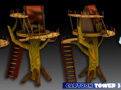 Cartoon Tower Pack Low-poly 3D model