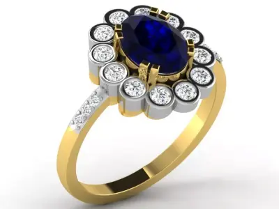 Light Weight Yellow Gold Diamond Ring DR-6525 3D print model