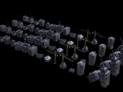 Apocalyptic Building Pack  Low-poly 3D model