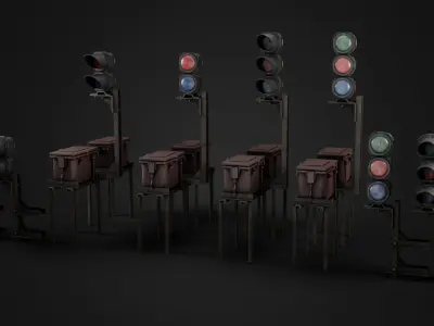 Subway Traffic Light Low-poly 3D model
