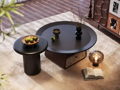 Modern Minimalist Round Coffee Table Set 3D model order