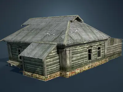 Abandoned Russian Village Collection Low-poly 3D model