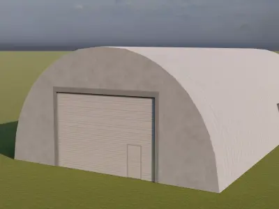 Metal Hangar SemiCircle Form Low-poly 3D model