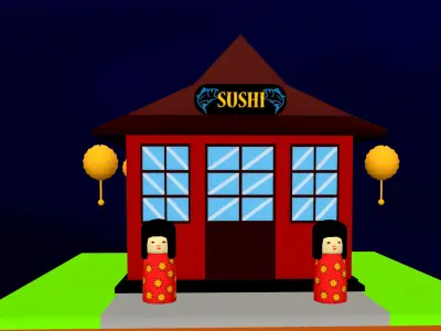 Sushi Food Outlet Low-poly 3D model