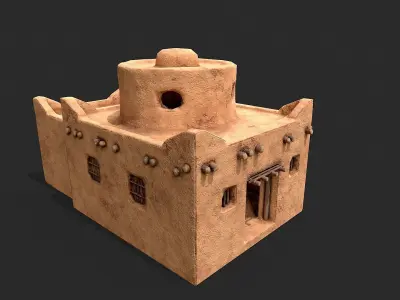 Clay Desert Egypt Village House 6 Low-poly 3D model