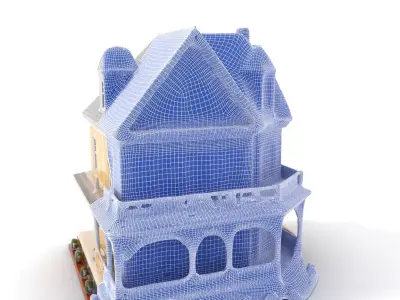 Victorian Yellow House model pack Low-poly 3D model