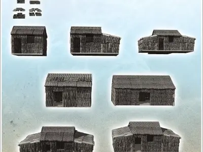 Set of seven tropical wooden huts 13 - Pirate Jungle Island Beac 3D print model