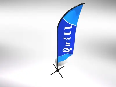 Animated Flags and Banner 8 in1 Low-poly 3D model