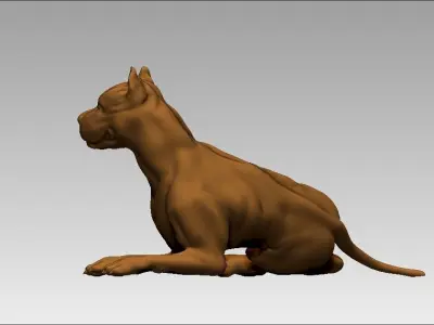 American pitbull terier sitting relaxed lying 3D print model