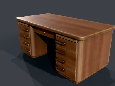 Desk Table Wooden Free low-poly 3D model