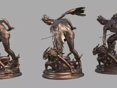 Perseus Statue Action 3 versions 3D model