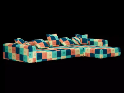Modern angle sofa 2 with pillow 3D model
