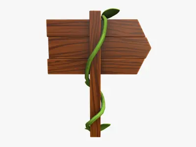 Cartoon Wooden Sign Low-poly 3D model