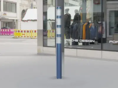 Low-Poly Blue Light Column 15 - Street Light Set-9 Low-poly 3D model