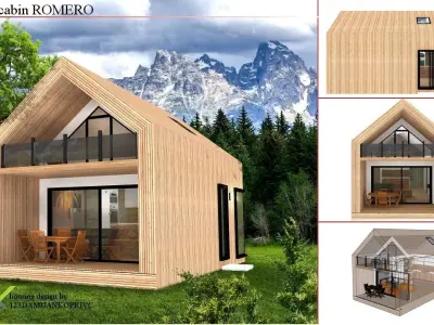 mountain cabin exterior 3d model Free low-poly 3D model