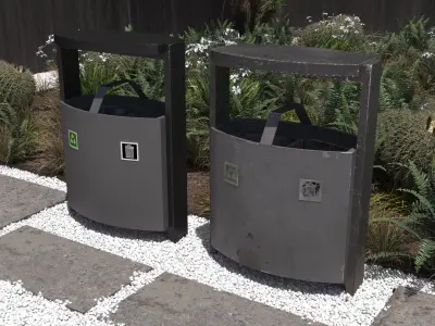 Street Litter Bin Low-poly 3D model