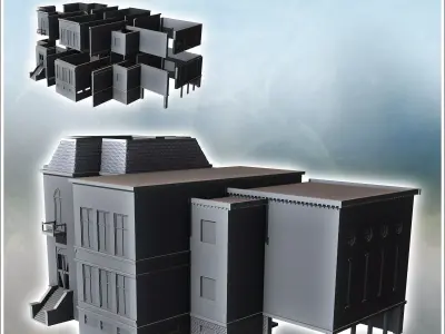 Municipal school with access stairs Arnhem The Netherlands - Wor 3D print model