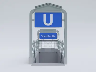  German Berlin Subway Entrance 3D model
