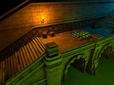 Fantasy Chess RPG Environment - City Alley Low-poly 3D model