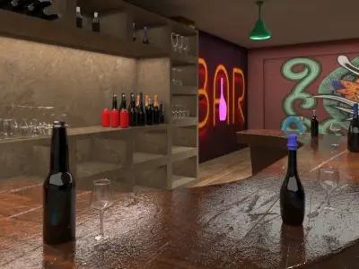 The Bottles And the  Glasses Free 3D model