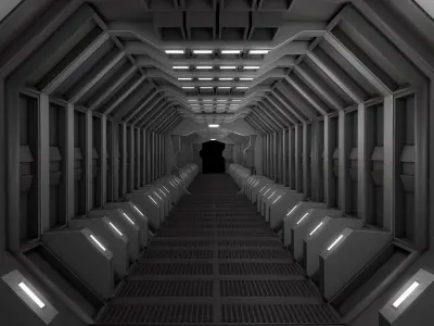 Sci Fi Corridor  3D model 9