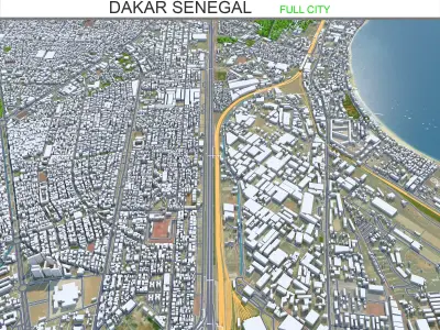 Dakar Senegal 20km AI Low-poly 3D model