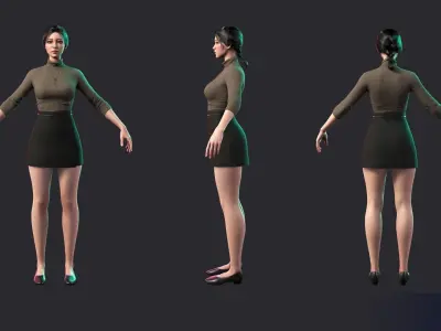 Streetwear Girl 1-13 - Street Wear Girls Pack Game-Ready Low-poly 3D model