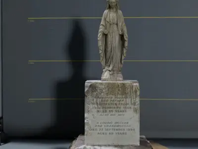 Gravestone Statue with open hands Low-poly 3D model