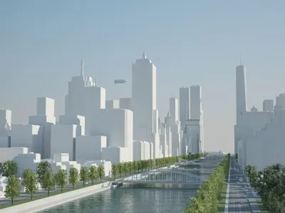 Large 3D White City 3D model