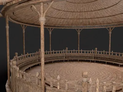 Circular Wooden Platform Arena Low Poly PBR Low-poly 3D model