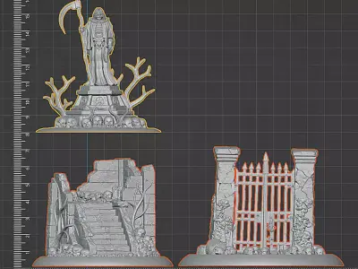  Cursed Gothic Graveyard - Modular Terrain Set - Pre-supported  3D print model