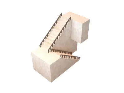 Stairs V1 001 Low-poly 3D model