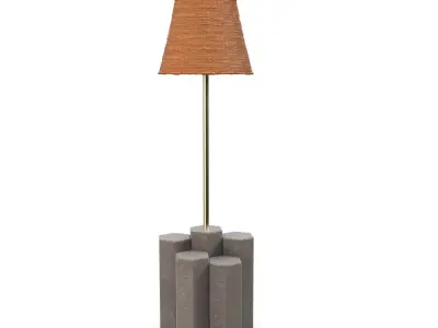 Metal Buffet Rattan Shade Lamp 3D model