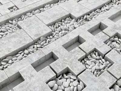 Concrete border construction  3D model