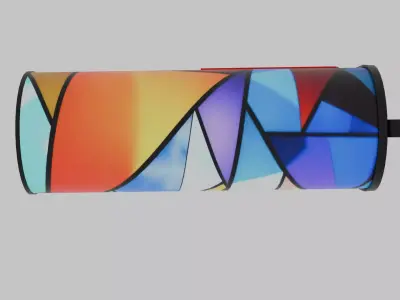 Painted Mailbox with Geometric Designs Low-poly 3D model