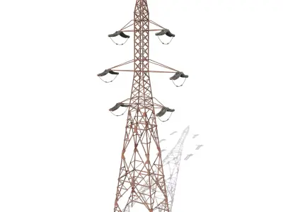 Electricity Pole 7 Weathered Low-poly 3D model