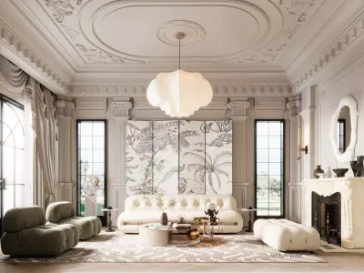 French retro style living room 3D model