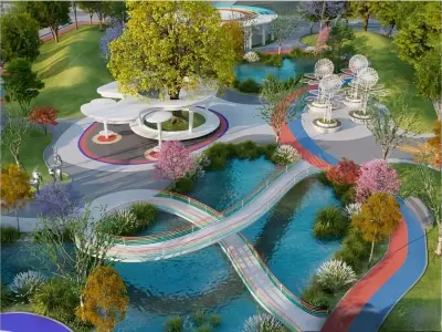 Urban Landscape Park Low-poly 3D model