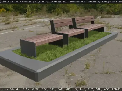 Park Bench -8- Basic Low-Poly Version -Wood-Metal Mixed - Low-poly 3D model