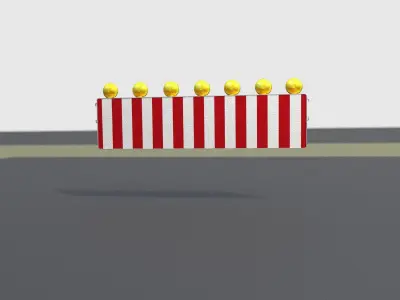 Construction Barrier 4 with warning lights 600-38 500x2000mm Low-poly 3D model