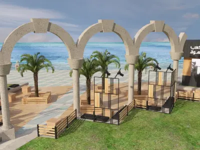 kiosh coffee at beach  Low-poly 3D model