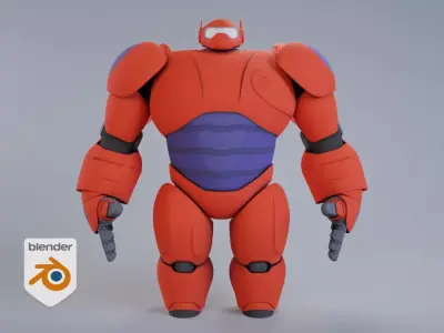 Big hero 6 - Red Baymax rigged 3D model