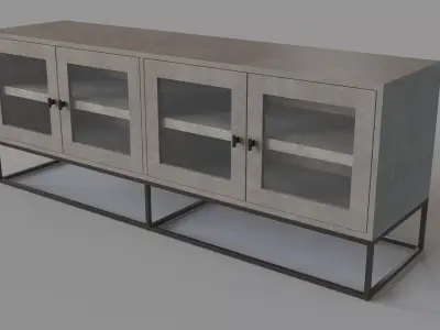Olivia Faux Shagreen Media Console 3D model